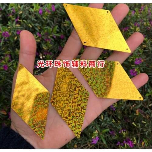 Sewing supplies 40MM*80MM Laser Gold Silver Diamond Sequin prismatic bead DIY material wedding theme Sequin wedding decoration