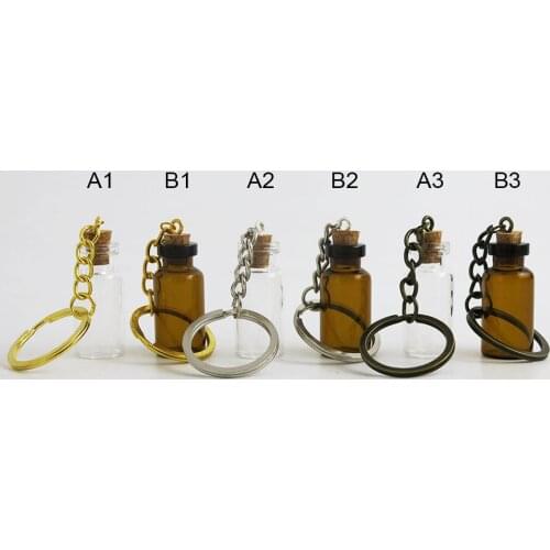 360 x 3ml Transparent Amber Mini Glass Bottle With Key Chain Adjustable For Wedding Gift Using Beautiful for Women