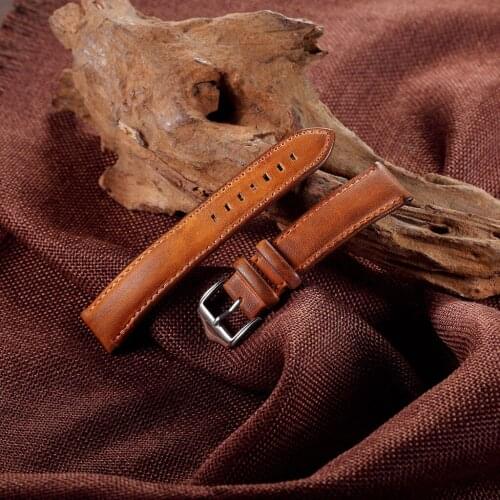 Tanned Genuine Leather Handmade Watchband Watch Replacement Strap 20mm 22mm