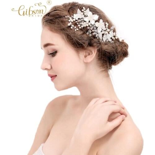 Handmade Tiny Beaded Pearl and Crystal Flower Hair Side Comb Accessories for Graduation Party Decoration