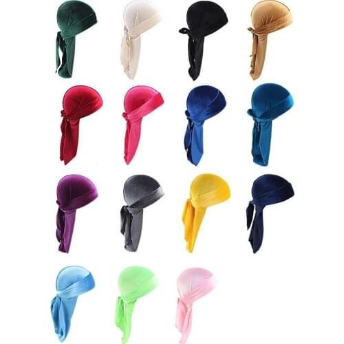 Velvet Durag Silky Soft Durag Cap Headwraps with Long Tail and Wide Straps Head Wrap Durag Long Tail Beanies for Men Women