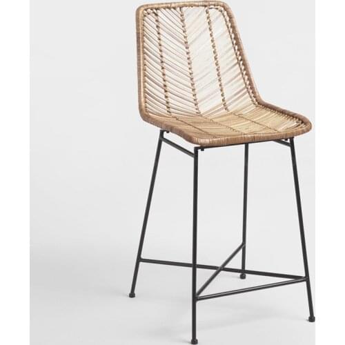 Nordic Bar Chair Light Luxury Rattan Chairs Simple Fashion Bar Stools Home High Stool Modern Iron Bar Stool