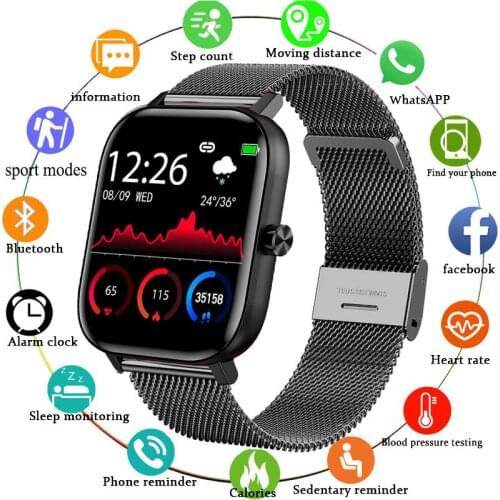 2021 New P8 Color Screen Smart Watch Women men Full Touch Fitness Tracker Blood Pressure Smart Clock Women Smartwatch for Xiaomi
