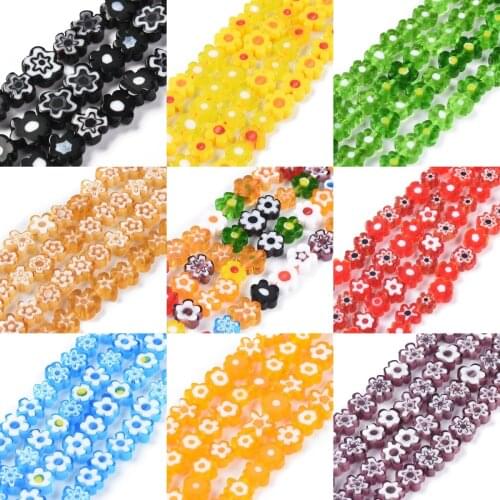 10 Strands 4/6/8mm Mixed Colors Flower Lampwork Glass Beads Spacer For Handmade DIY Necklace Bracelet Earring Jewelry Making