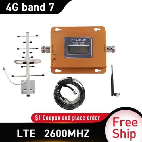 Gain 65dB LTE DCS 4G 2600mhz Moblie phone Booster 2600MHZ Signal Repeater 4G DATA Cellular Amplifier 5dbi whip indoor antenna