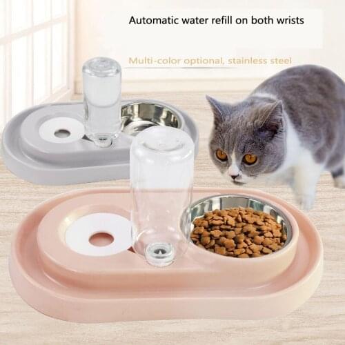 Pet drinking and feeding device, automatic water refilling double bowl, dog bowl, pet supplies