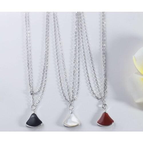 SLJELY Fashion Real 925 Sterling Silver White Red Black Fan Shaped Anklet Double Chain Leg Bracelet Women Brand Foot Jewelry