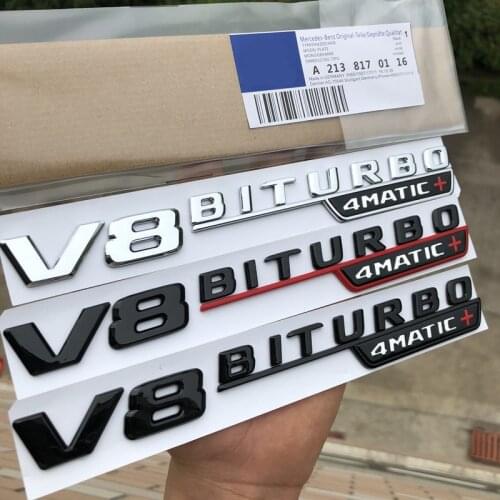 20pcs=10 Pair 5 colors ABS V8BITURBO 4MATIC+ car Emblem Rear Trunk Badge Side Logos Sticker for w117 w205 c63 w212 e63 w207 w176