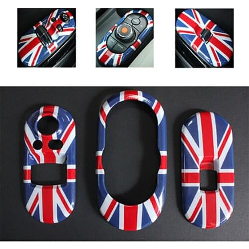 3Pcs Car Side Door Window Lifter Switch Multimedia Panel Cover Sticker for Mini Cooper JCW F56 Hatchback Car Styling Accessories