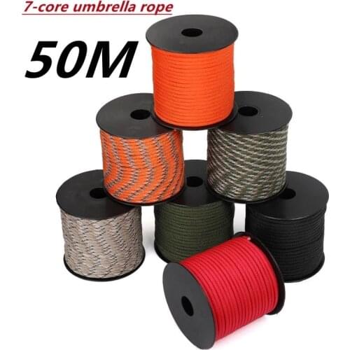50 M 1 Roll 4mm Braided 7 Stand Cores Paracord Survival Parachute Cord Lanyard Camping Climbing Camping Rope Hiking Clothesline