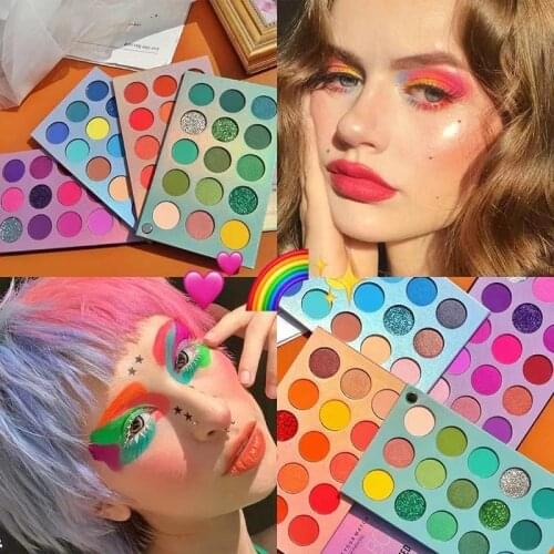 60 Colors Shimmer Matte Eye Shadow Pallete Vibrant Bright Glitter Eyeshadow Palette Colorful Pigmented Metallic Makeup Palette