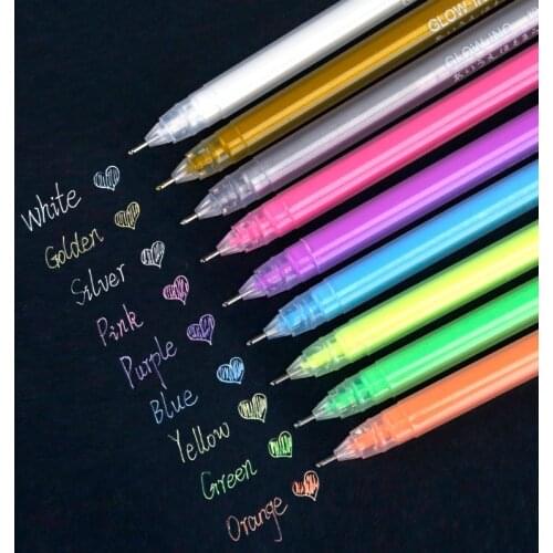 9 Pcs/set Highlighter DIY Gel Pen Cute Art marker Watercolor Pen 0.5mm for Graffiti Stationery Office Writing School supplies