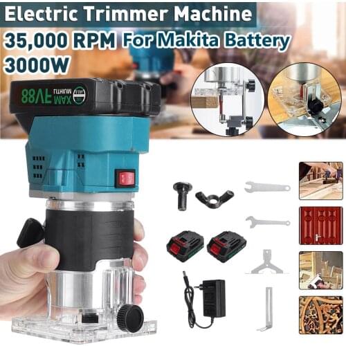 35000RPM 3000W Cordless Trimmer Electric Woodworking Engraving Slotting Trimming Carving Machine Router for Makita Battery