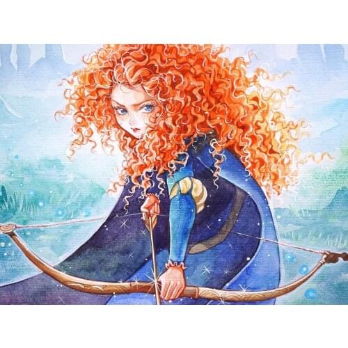 Disney 5D DIY Diamond Painting Princess Anna and Merida Round Diamond Embroidery Set Exquisite Crafts Home Decoration
