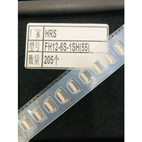 FH12-6S-1SH(55) 6 Position FFC, FPC Connector Contacts, Bottom 0.039" (1.00mm) Surface Mount, Right Angle