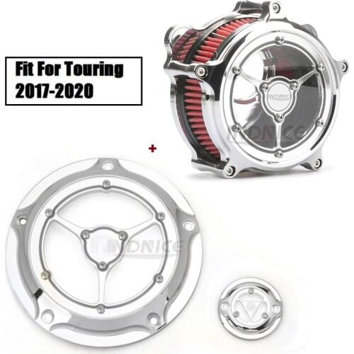 Chrome Air red intake filter Derby timmer covers Fit For harley 2017-2020 Ultra Limited FLHTK Low FLHTKL Road King FLHR
