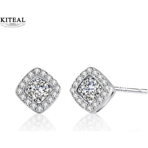 KITEAL Wholesale 2018 new Girlfriend earring Square zircon earrings 7mm*7mm square zircon oorbellen bijouterie