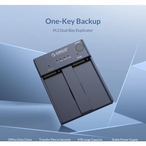 ORICO Dual Bay M.2 NVME SSD Enclosure Offline Clone USB C 3.1 Gen2 10Gbps SSD Hard Drive Reader For M Key & M/B Key NVME PCIe