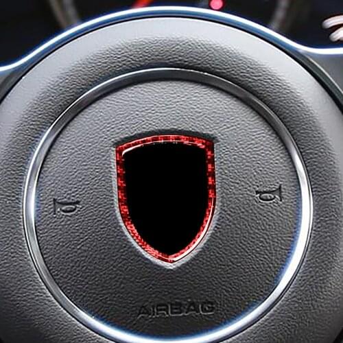 Red Genuine Carbon Fiber For Porsche MACAN 2014-2021 Car Steering Wheel Cover Trim Styling Sticker