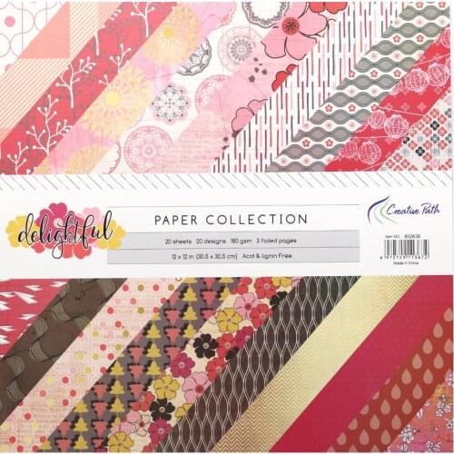 The Creative Path 12 Inch Scrapbooking Paper 20 Sheets Craft Background Decorative Pattern Designer Pack DIY 305x305mm Acid Free