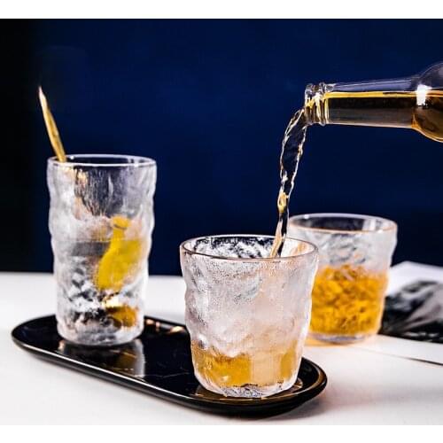 Japanese Style Creative Glass Home Glacier Pattern Water Cup Tea Cup Breakfast Cup Juice Cup Water Cup