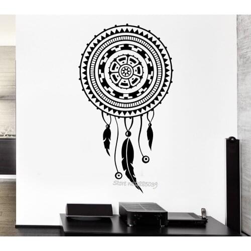 Hot Selling Wall Sticker Dreamcatcher Dream Catcher Feather Ornament For Bedroom Large Hall Living Room Mural Wall Decals LA526