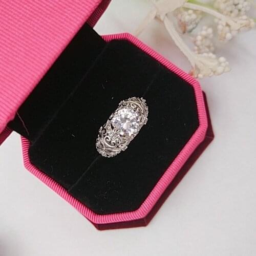Trendy Wedding Ring for Women Jewelry Finger Crystal Party Princess Created Crystal Flower Shape CZ Fashion Rings