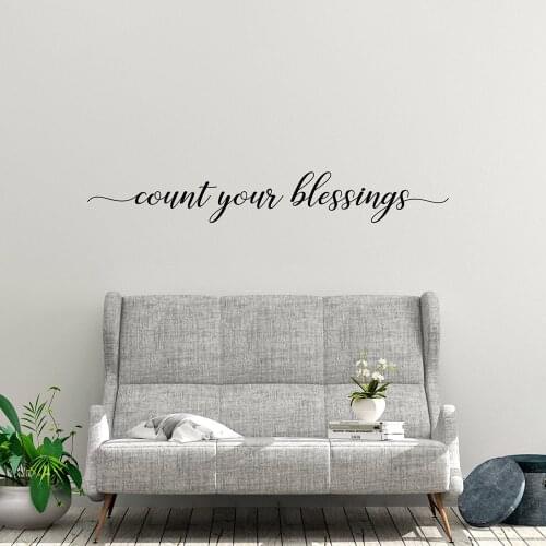 Fashionable count your blessings Wall Decor Frase Wall Sticker For Kids Rooms Wall Art Decal Vinyl Stickers label sticker