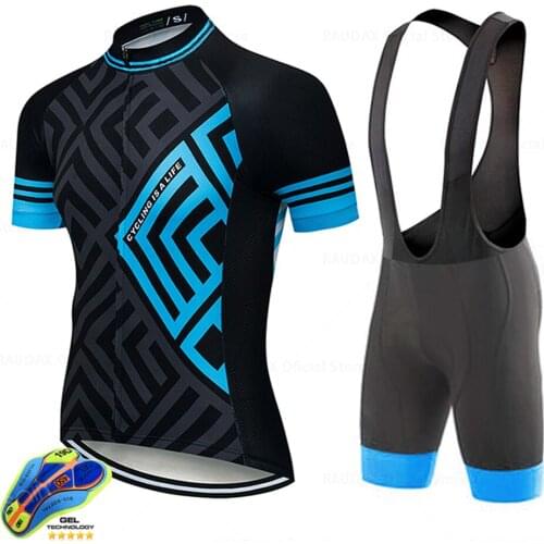 Mens new summer cycling clothes short sleeve suit spring and summer road mountain bike clothing cycling pants equipment