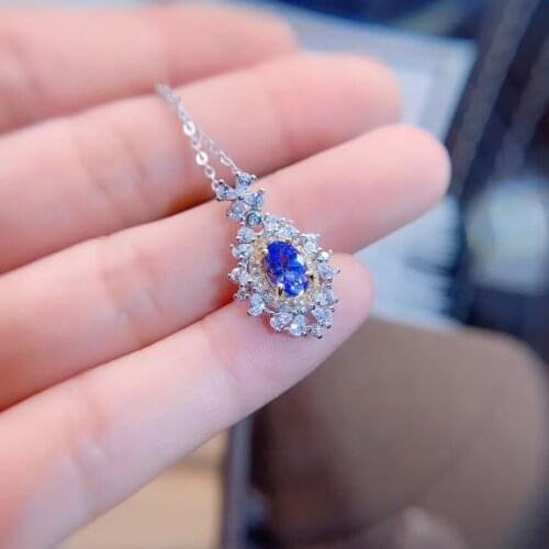 100% Real Natural Tanzanite Pendant Fahsion Tanzanite Necklace 925 sterling silver For men or women