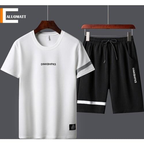 Casual Mens Sets Summer Tracksuit Men Print Short Sleeve T-shirt 2 Piece+Shorts Quick Drying Short Set Fashion Sportswear male