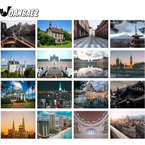 Building Diamond Painted Figures Cityscape Mosaic Kit Cross Stitch Embroidery 5D Diy Hand-Inlaid Wall Decoration Design