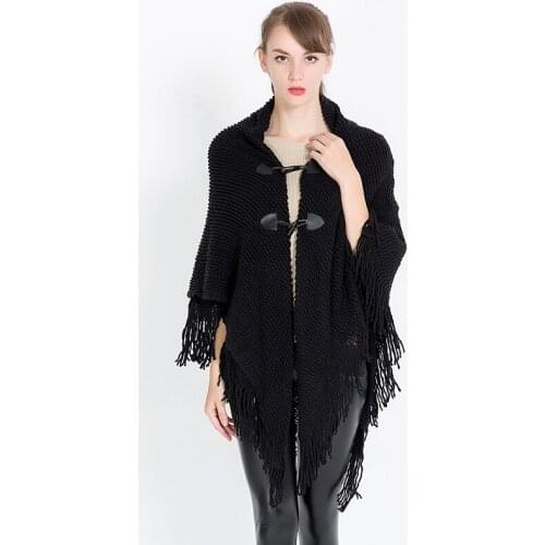 New Women Coat Shawls Knitting Cape Poncho Oversized Cloak Loose Knitted Pullovers Cardigan Knitwear Cashmere Tassel Ponchos
