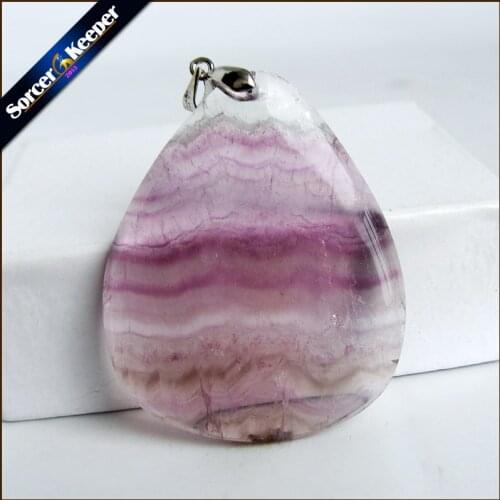 Wholesale Genuine Natural Rainbow Fluorite Crystal Stones Reiki Healing Women Necklaces Pendant Beads Jewelry Craft Making PS459