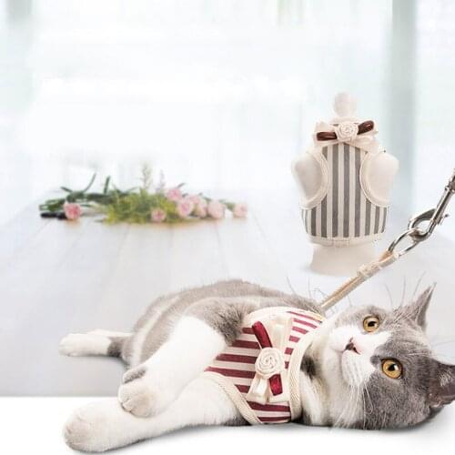 Cat Dog Collar Harness Leash Adjustable Nylon Soft Breathable Air Nylon Mesh Puppy Pet Cat Harness and Leash Set Cat Accessories