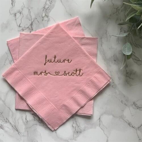 Personalized Bridal Shower Napkins Future Mrs - Bridal Shower - Rehearsal Dinner - Custom Engagement Party Napkins