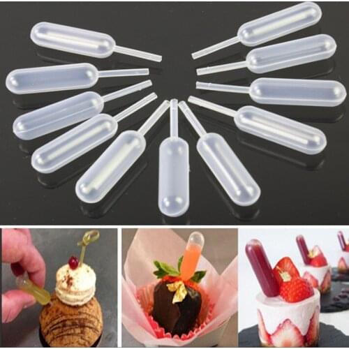 50pcs Plastic Squeeze 4ml Transfer Pipettes Dropper Disposable Pipettes Strawberry Cupcake Ice Cream Chocolate Cake Topper Set