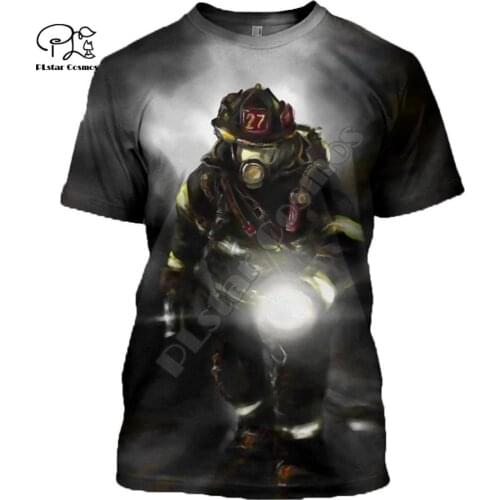 PLstar Cosmos FireFighter Firemen Hero 3DPrinted newest t shirt summer Short sleeve shirt street Casual T-shirt Tops style-b