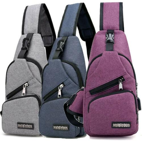 NoEnName-Null Hot Men Women Nylon Sling Bag Backpack Portable USB Charging Crossbody Shoulder Bag Cycle Daily Travel Chest Pack