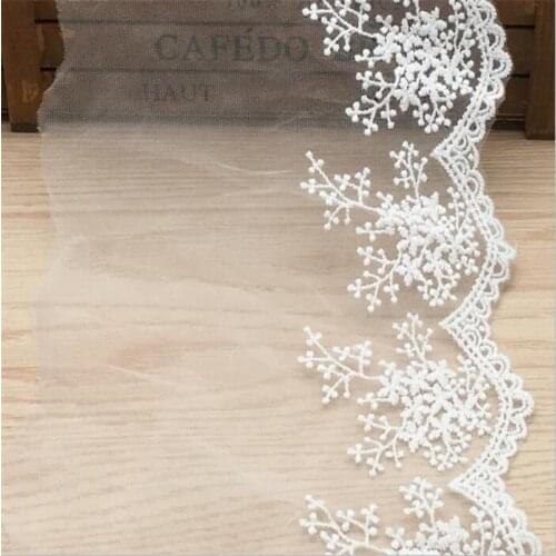 Mesh embroidery lace white cotton mesh embroidery lace accessories 13cm wide