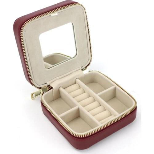 Customized Korean Style Girl Jewelry Box Portable Genuine Leather Earrings Ring Case Multi-function Jewelry Storage Box