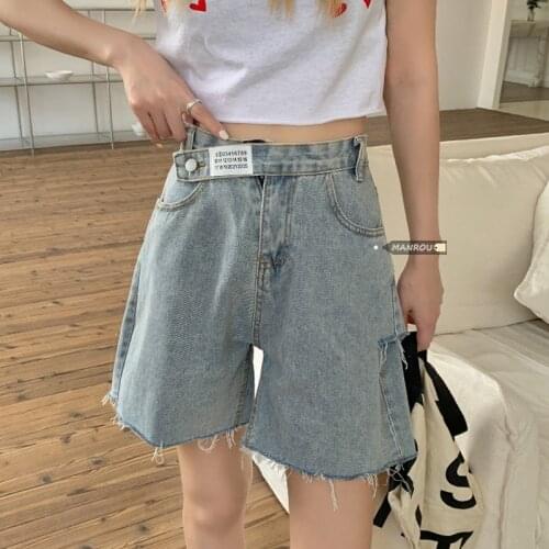 High Quality Women Shorts Summer Ripped Hole Korean Streetwear Womens Clothing Wide Leg Pants Shorts Jeans Feminino WPY3792