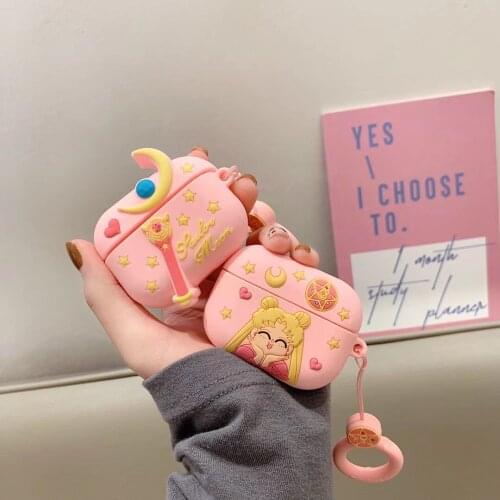 3D Cartoon Magic Moon Silicone Pouch For Airpods 2 Pro Charger Box Earphone Case Bag Anti-dust With Ring Strap