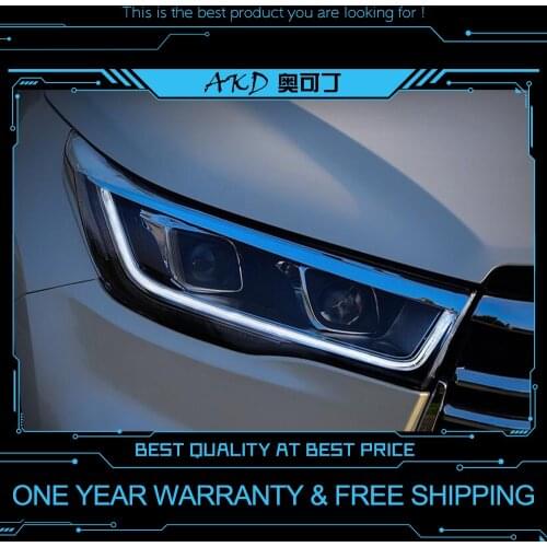 AKD tuning cars Headlight For Toyota Highlander 2015 Headlights LED DRL Running lights Bi-Xenon Beam Fog lights angel eyes Auto