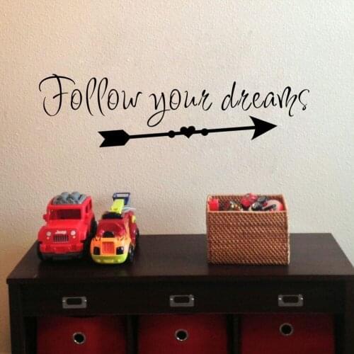 WJWY Arrow Wall Sticker Follow Your Dreams Wall Decals Inspirational Lettering Children Room Bedroom Decoration