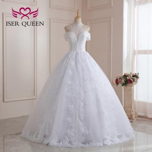 High Neck Crystal Beaded Sexy Wedding Gowns 2020 Cap Sleeves White Princess Wedding Dress Europe Fashion Bride Dresses WX0212