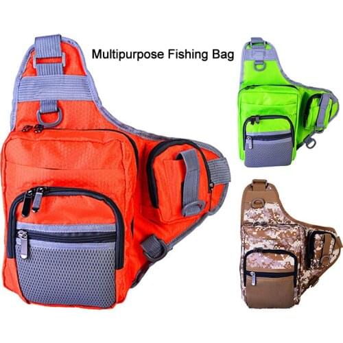 1 Piece Fishing Bag Canvas Carp Fishing Reel Lure Tackle Bag Multipurpose Waterproof Shoulder Bag Green/Orange/Camouflage