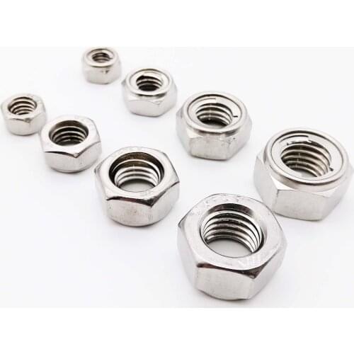2/10pcs M3-M16 304 A2-70 Stainless Steel Prevailing Torque Type All Metal Insert Hex Hexagon Self Lock Nut Locknut DIN980 GB6184
