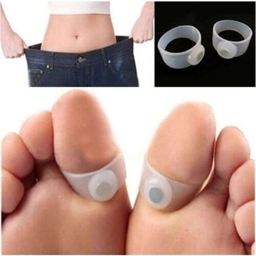 2 pcs Magnetic Therapy Toe Rings Fat Slimming Keep Fit Feet Lose Weight Massager Ring Foot Care Reduce Fats Body Silicone Ring