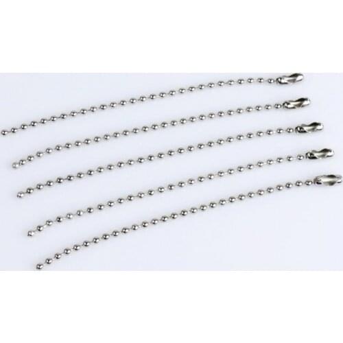 20pcs/lot 316L Stainless Steel 2.0mm 2.4mm Round Ball Beaded Chain 8 10 12 15 20cm Bulk Ball Chain Tag for DIY Jewelry Making